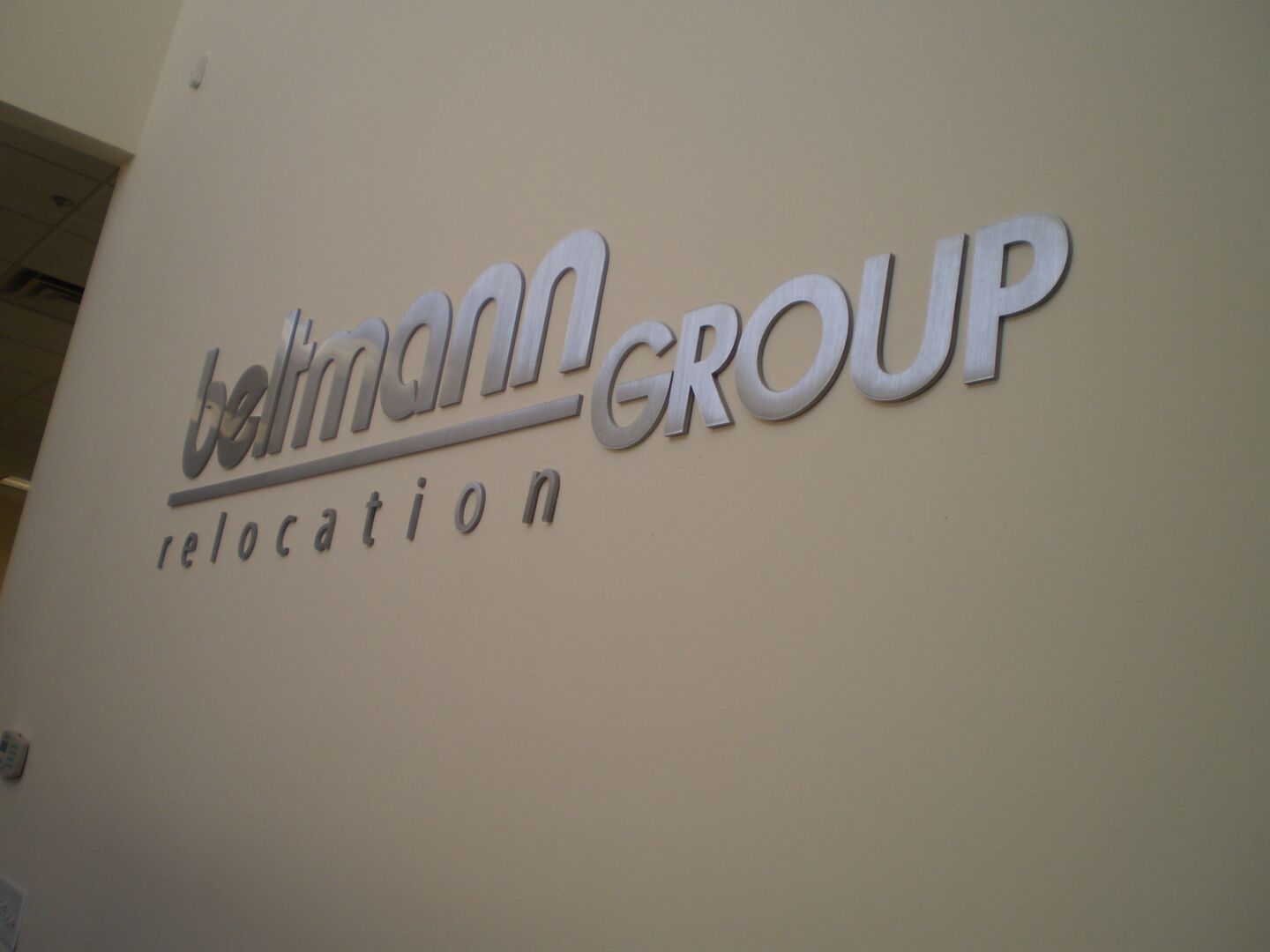 Modern indoor lobby signage